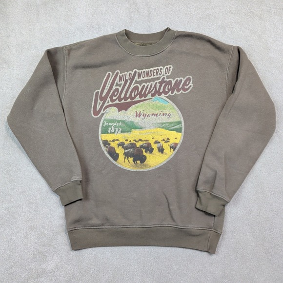 State of Mine Vintage Yellowstone Wyoming Bison Sweatshirt Small Brown Gorpcore — photo 2